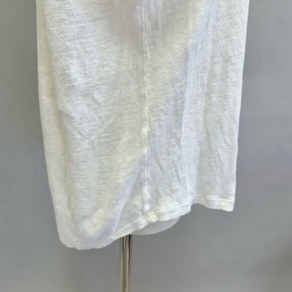 Swildens ivory linen slub lagenlook basic short sleeve boxy tee shirt size large - Picture 9 of 15